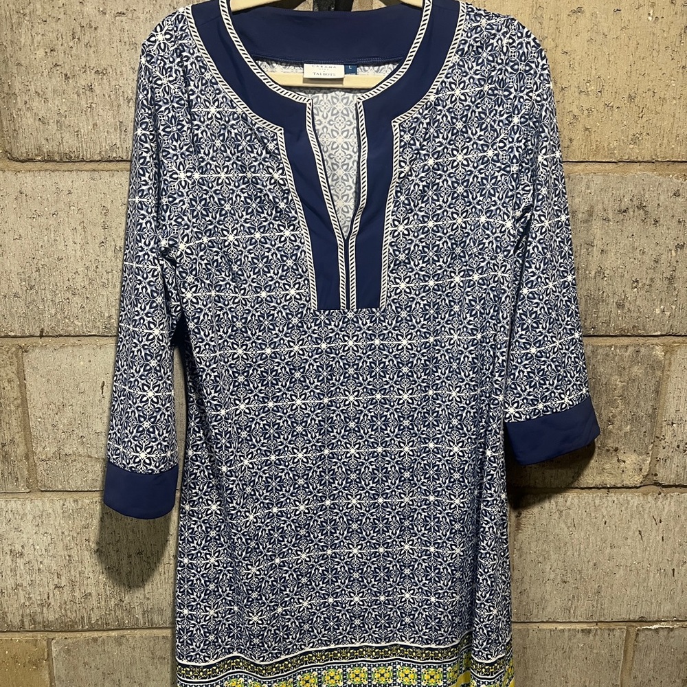 Talbots Navy and White Floral Coverup